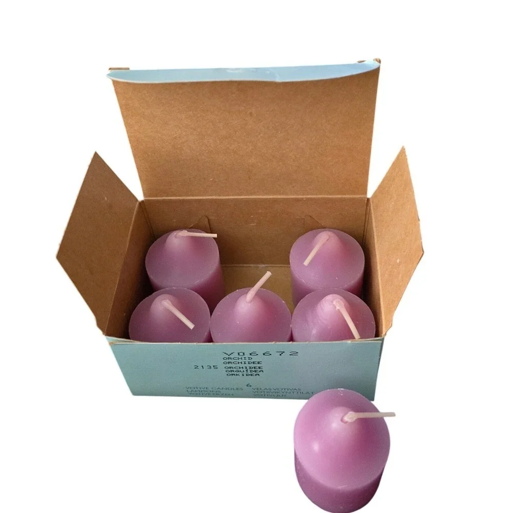 PartyLite Orchid Votive Candles Purple‎ Scented 6 Pack V06672 2135 Made in USA